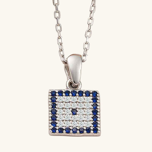 Square Evil Eye Women's Silver Necklace