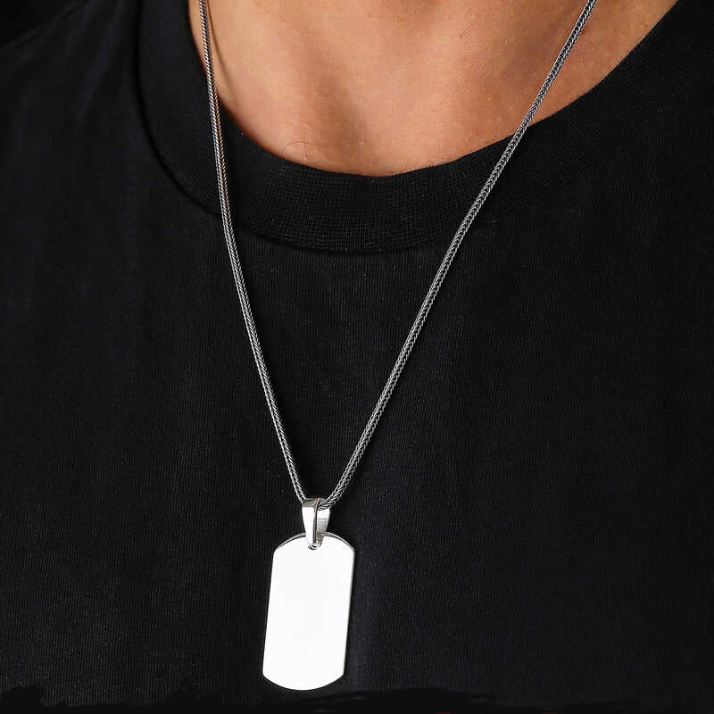 Square Plate Silver Necklace