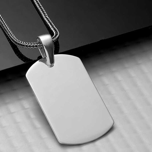 Square Plate Silver Necklace