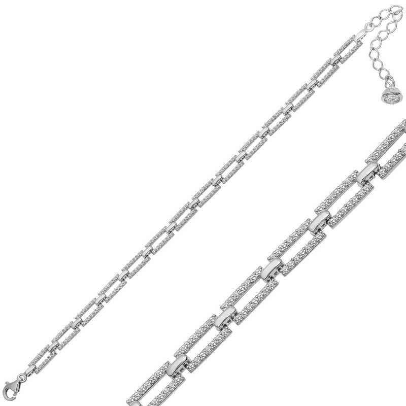 Square Stone Women's Silver Bracelet