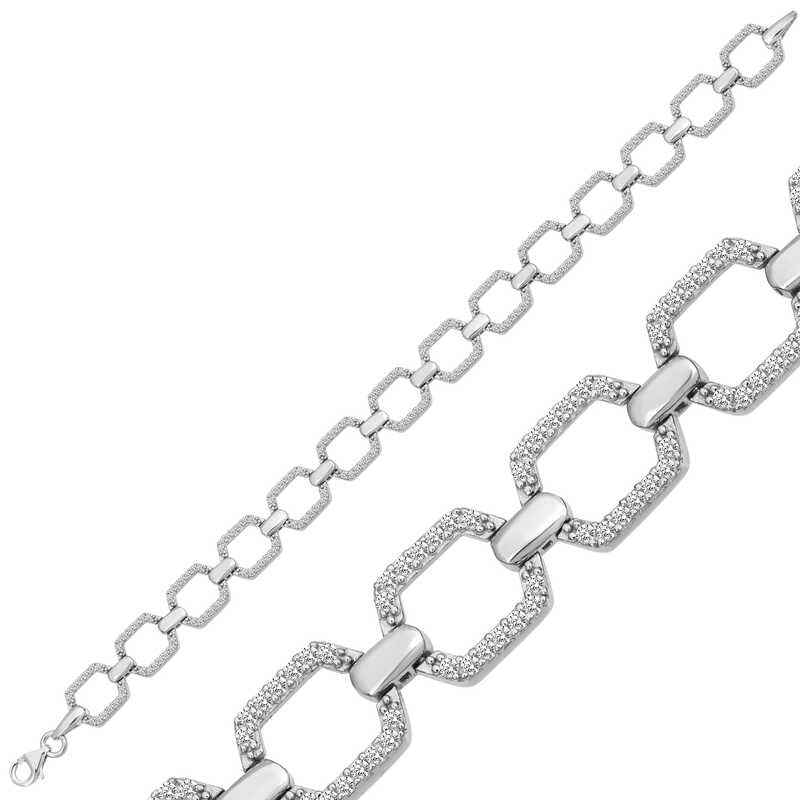 Square Stone Women's Silver Bracelet