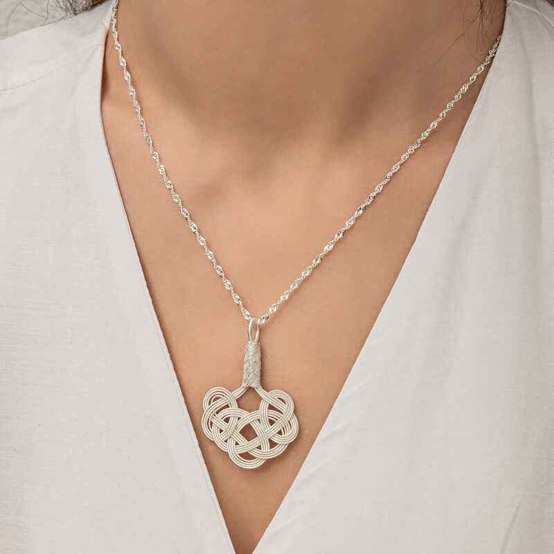Kazaziye Braided Women's Silver Necklace