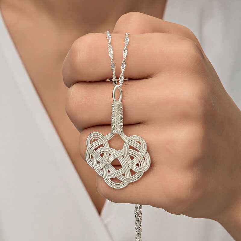Kazaziye Braided Women's Silver Necklace