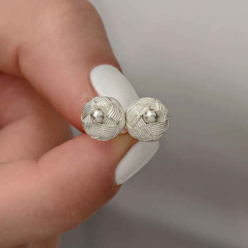 Kazaziye Knotted Stud Silver Earrings