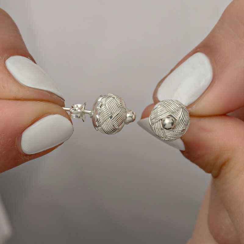 Kazaziye Knotted Stud Silver Earrings