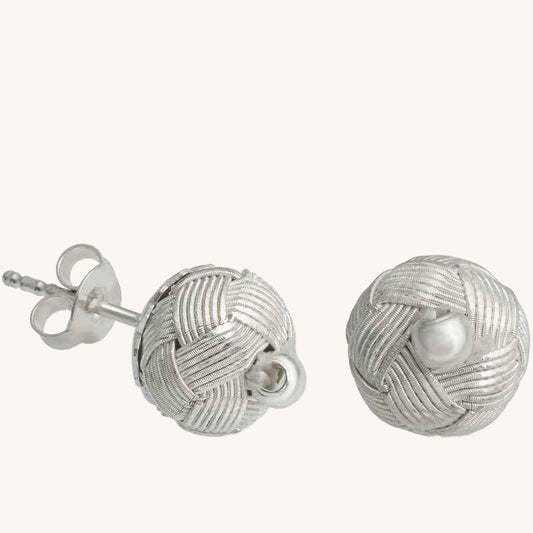 Kazaziye Knotted Stud Silver Earrings