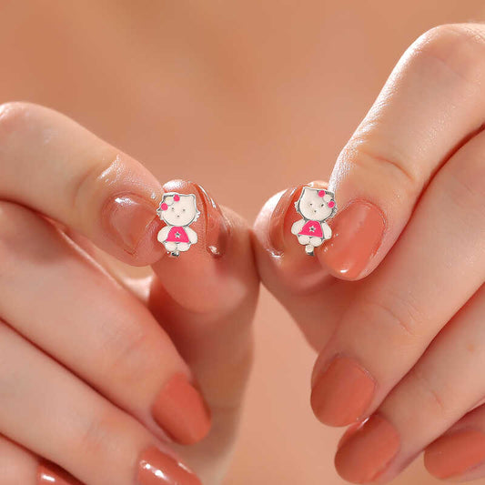 Katzen-Kinder-Silberohrringe