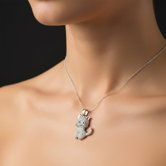 Cat Women's Silver Necklace