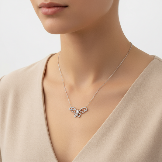 Collier papillon en argent pour femme