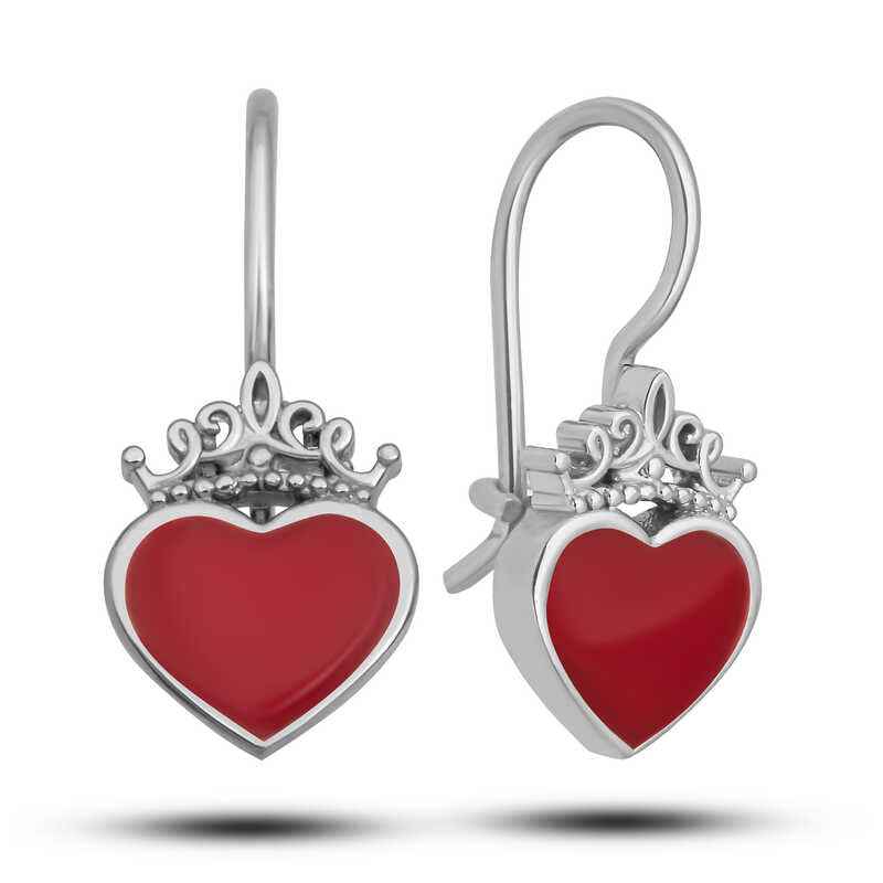 Red Heart Dangle Children's Silver Earrings