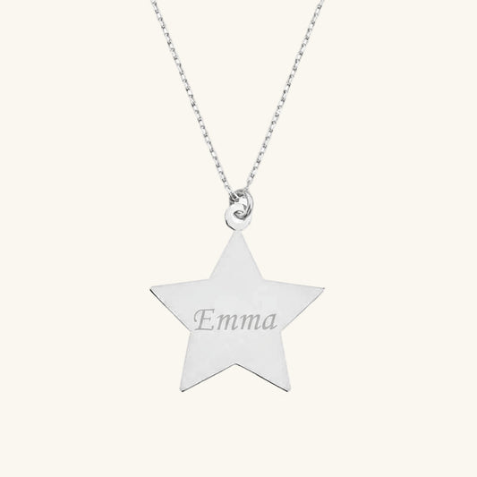Personalized Name Star Silver Necklace