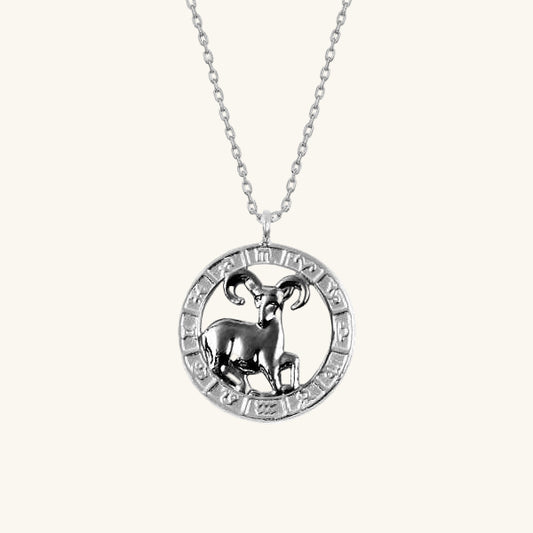 Collier en argent avec signe du zodiaque Bélier