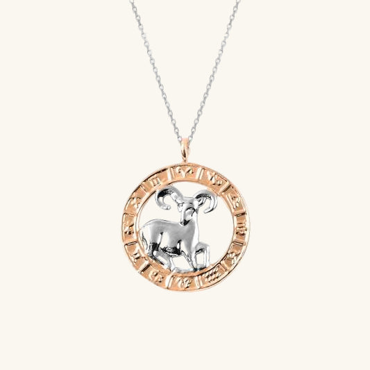 Rose Gold Plated Aries Zodiac Silver Necklace