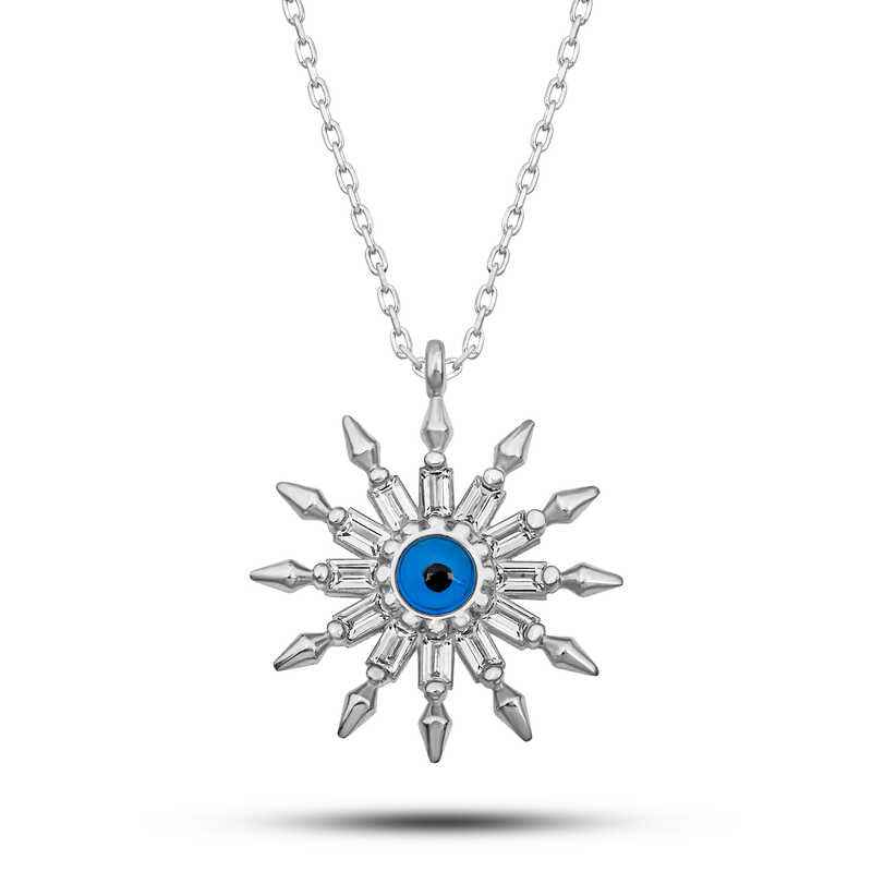 Protective Eye Sun Women's Silver Necklace