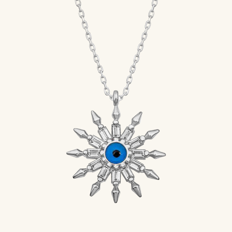 Protective Eye Sun Women's Silver Necklace