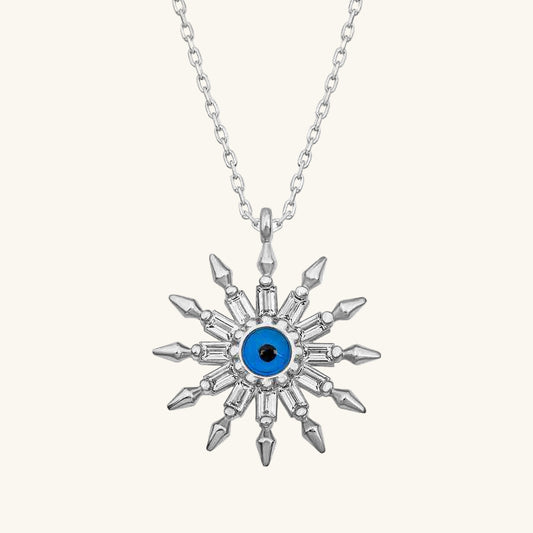 Protective Eye Sun Women's Silver Necklace
