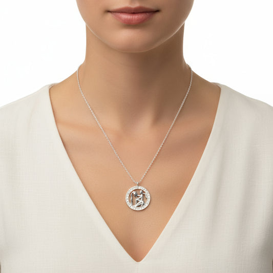 Collier en argent avec signe du zodiaque Verseau
