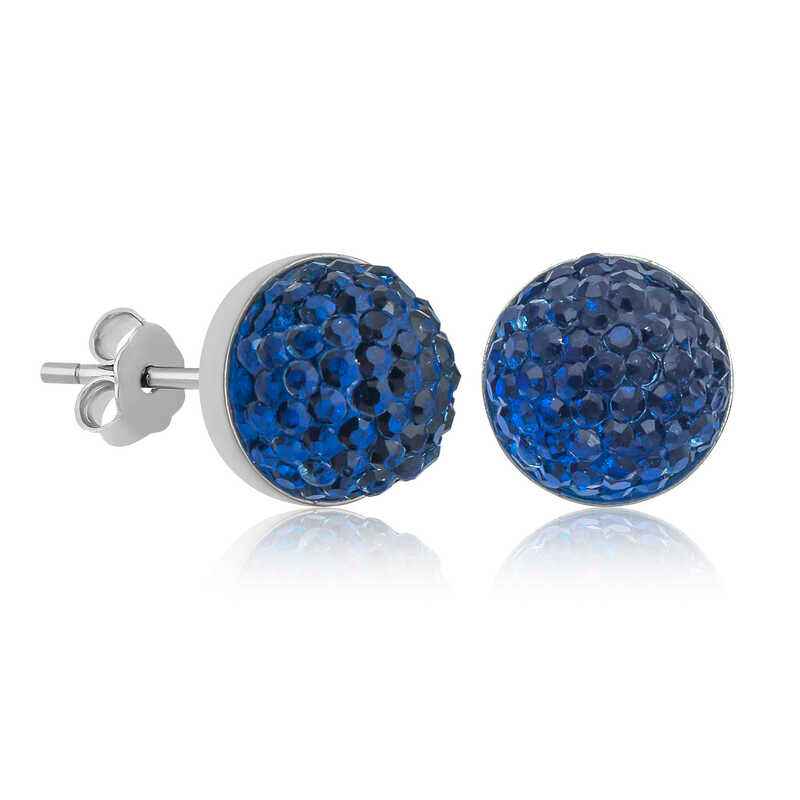 Blue Crystal Studded Silver Earrings