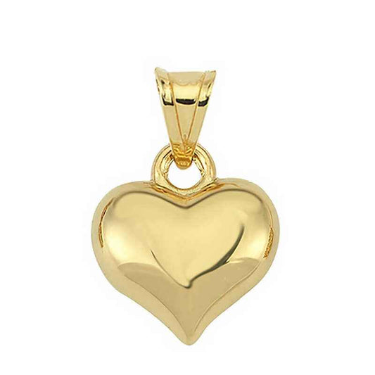 Small 3D Gold Heart Women's Silver Pendant