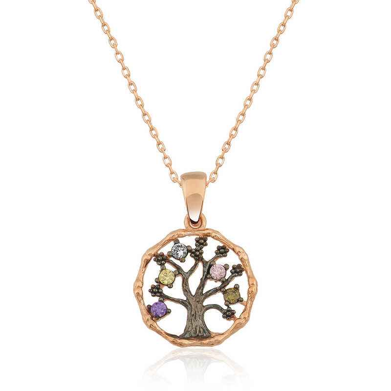 Small Tree of Life Rose Gold Plated Silver Women's Necklace