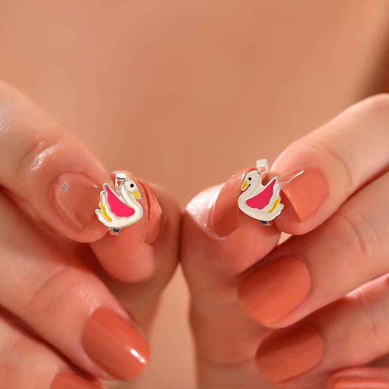 Swan Children's Silver Earrings