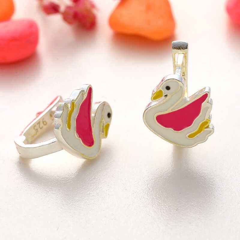 Swan Children's Silver Earrings