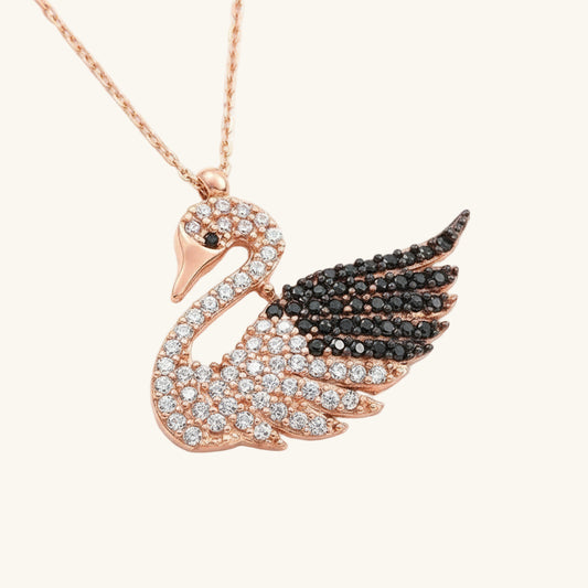Rose Plated Swan Women's Silver Necklace