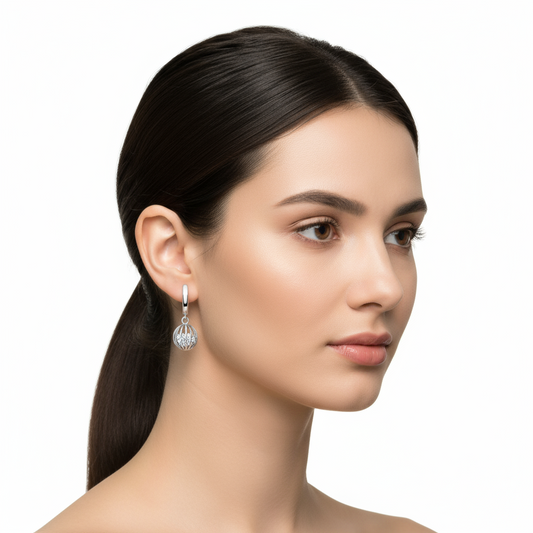 Stone Ball Silver Earrings