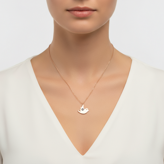 Evil Eye Bird Damen Silber Halskette