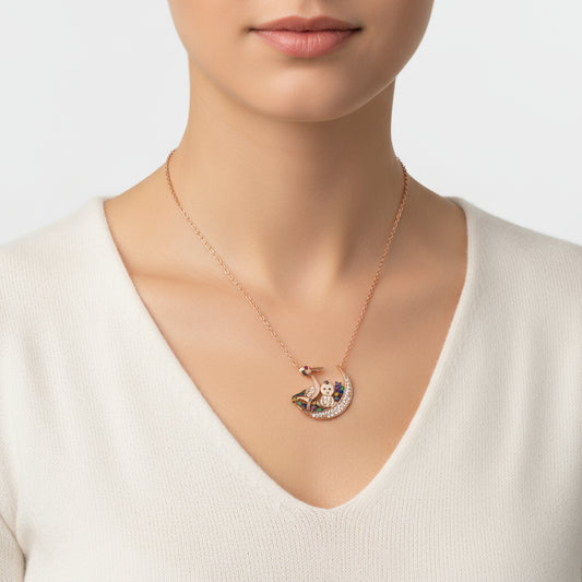 Stork and Baby Women's Silver Necklace