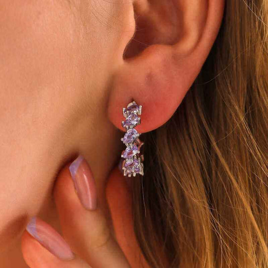 Lilac Stone Drop Spike Women's Silver Earrings