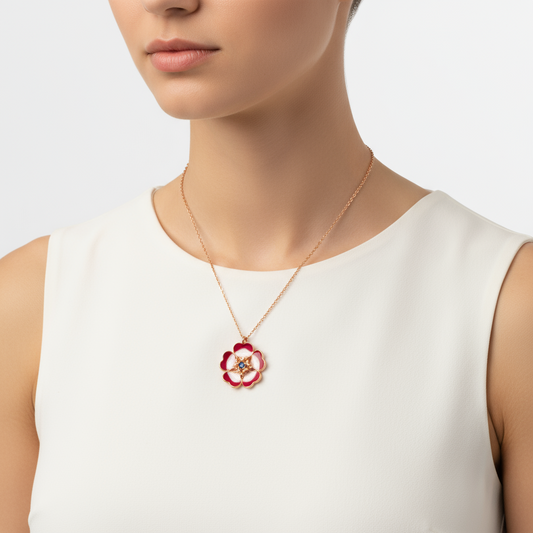 Magnolia Flower Women's Silver Necklace