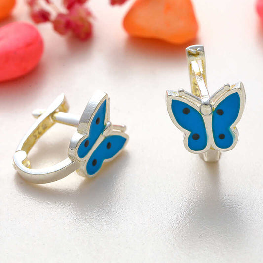 Blue Butterfly Children's Silver Earring