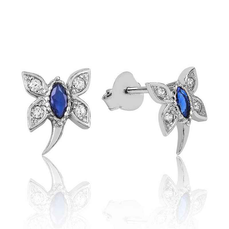 Blue Dragonfly Stud Silver Earrings