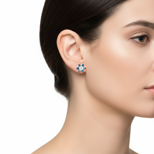 Blaue Lotusblüten-Silberohrringe