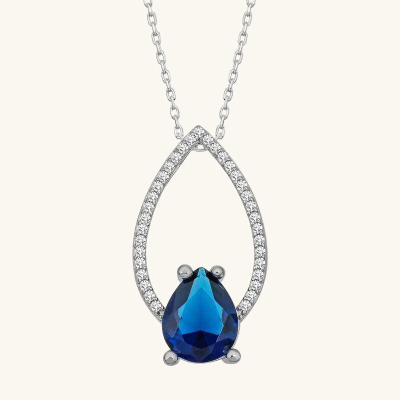 Blue Stone Drop Women's Silver Pendant