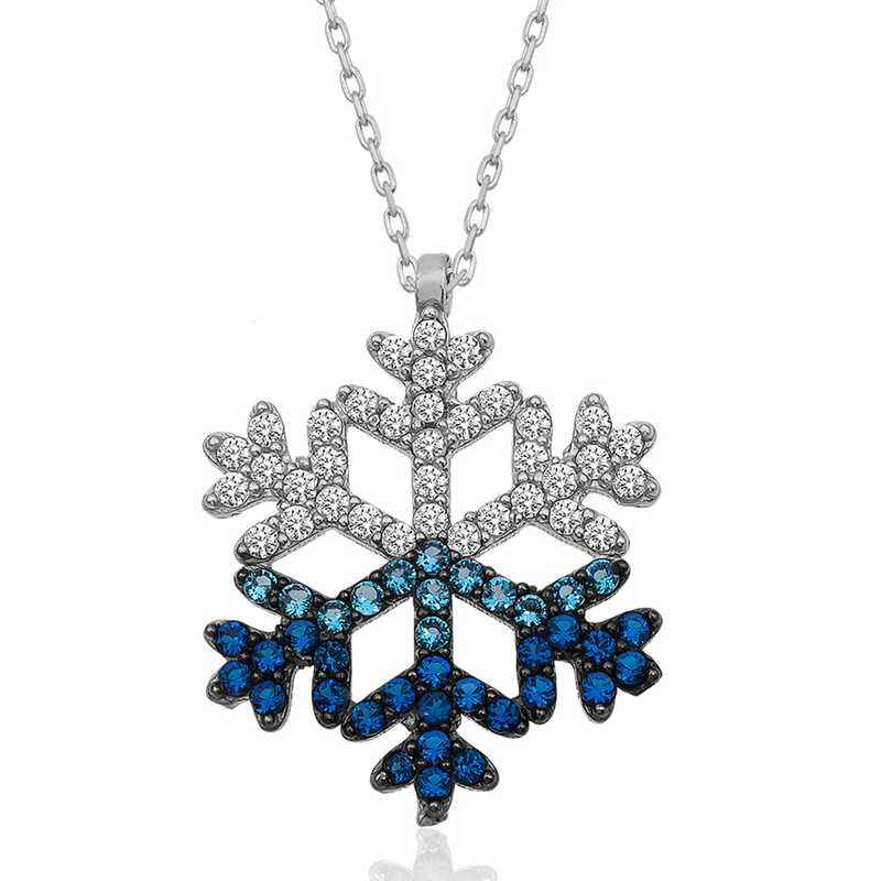 Blue Stone Snowflake Women's Silver Pendant