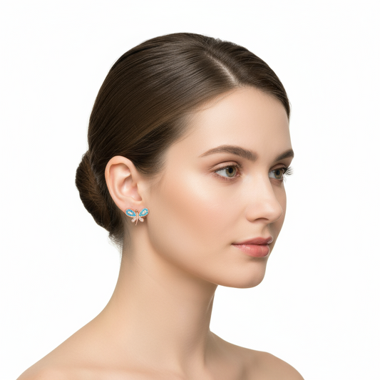 Boucles d'oreilles papillon bleu en argent pour femme