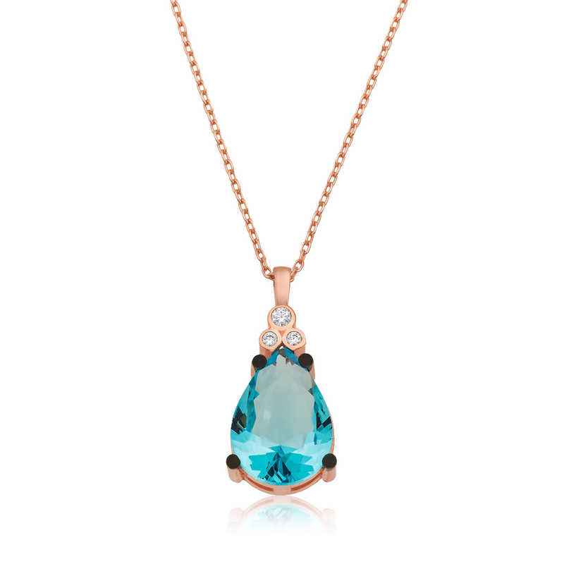 Blue Topaz Drop Women's Silver Necklace