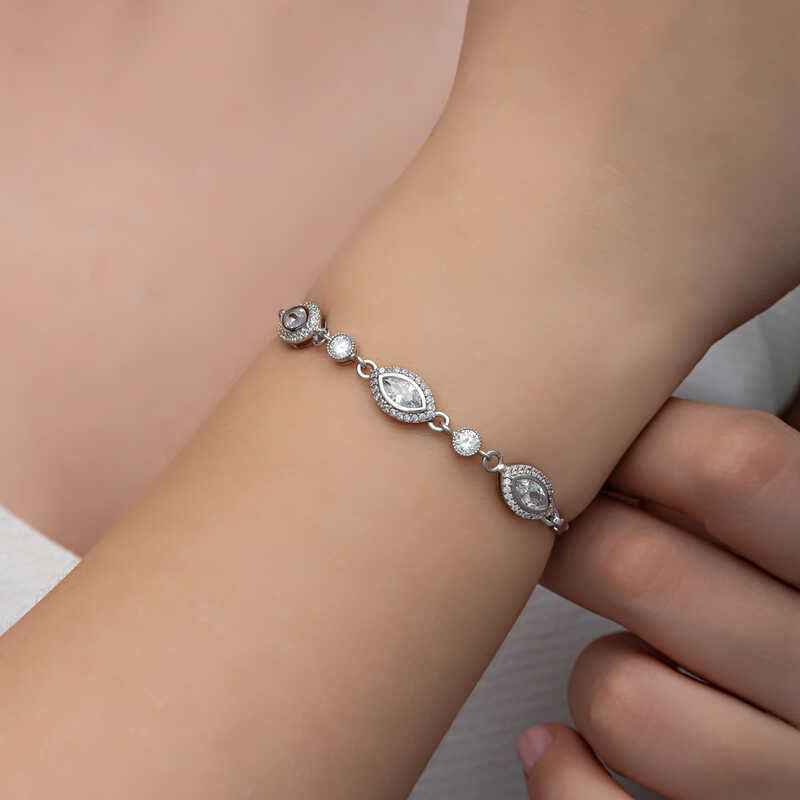 Shuttle Zircon Stone Women's Silver Bracelet