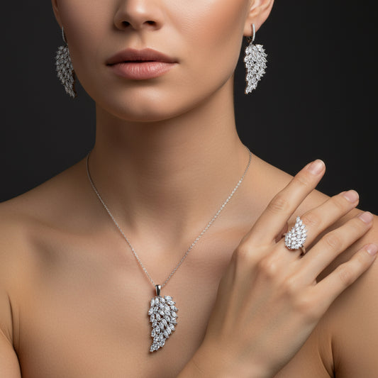 Angel Wing Women's Silver Set