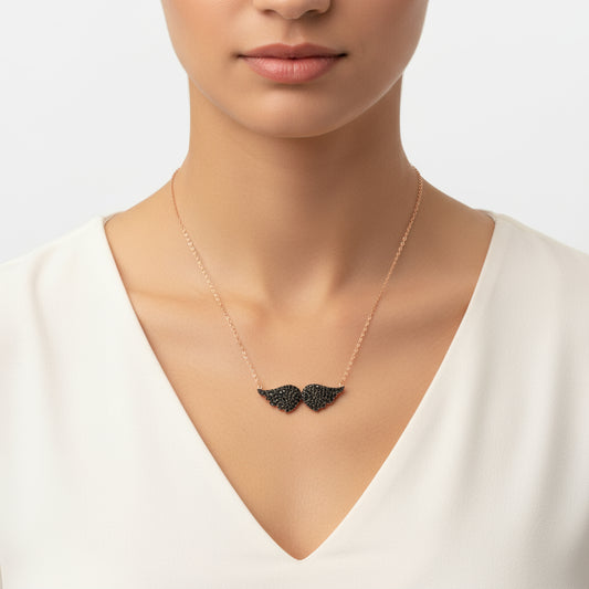 Collier en argent pour femme avec ailes d'ange
