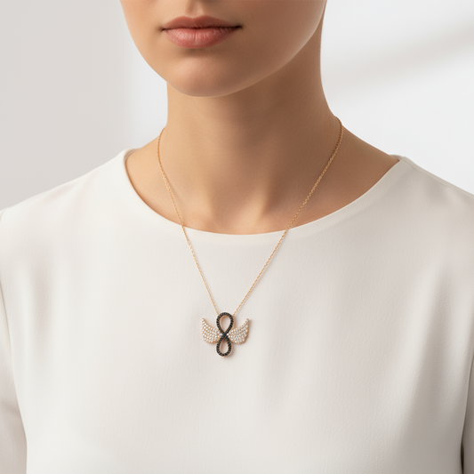 Engelsflügel Infinity Damen Silber Halskette