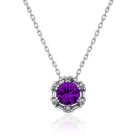 Violet Baguette Stone Women's Silver Necklace