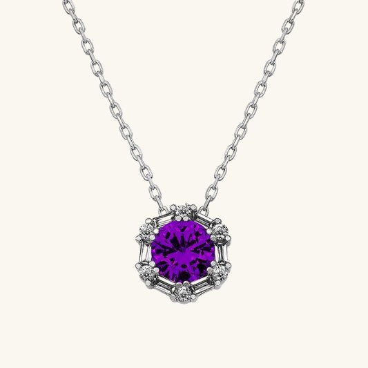Violet Baguette Stone Women's Silver Necklace