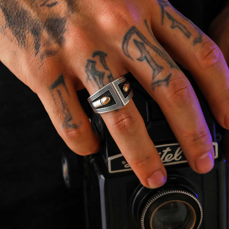 Bullet Motif Men's Silver Ring