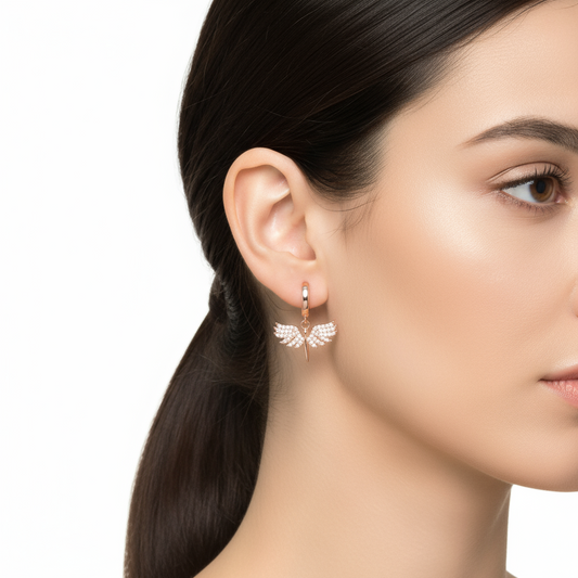 Rose Plated Archangel Michael Women's Silver Earrings