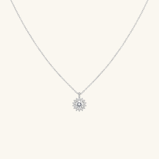 Minimal Round Halo Women's Silver Necklace