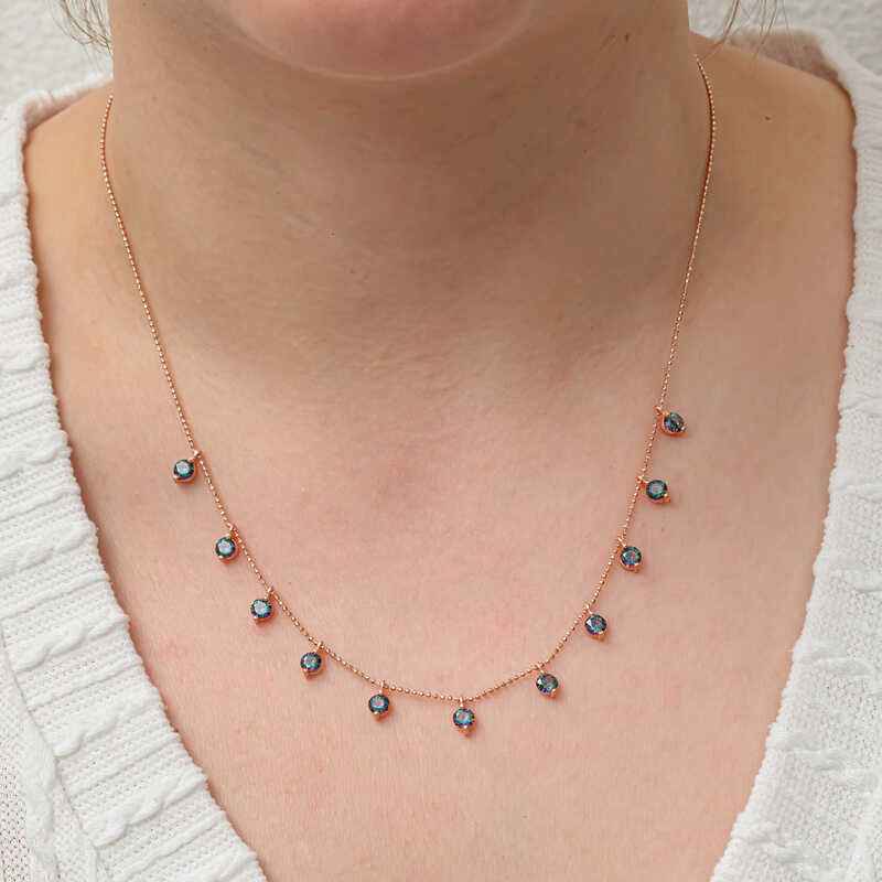 Mystic Topaz Stone Rose Plated Luck Women's Silver Necklace