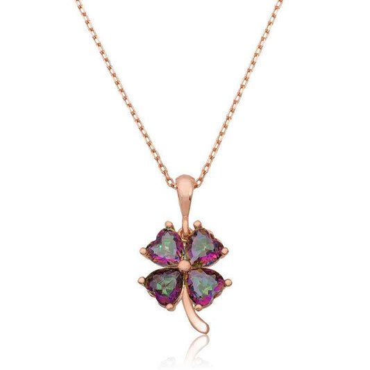 Mystic Topaz Clover Silver Pendant